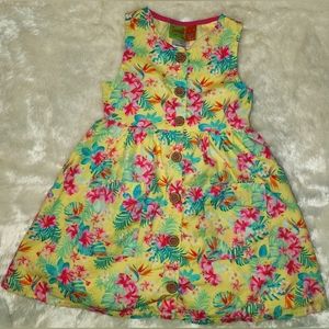 Girls yellow dress with pink flowers size 3T